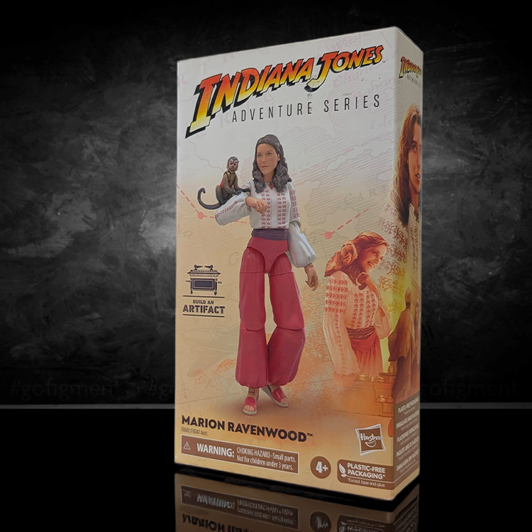 Hasbro Marion Ravenwood action figure in Streets of Cairo outfit with monkey from Indiana Jones Adventure Series packaging