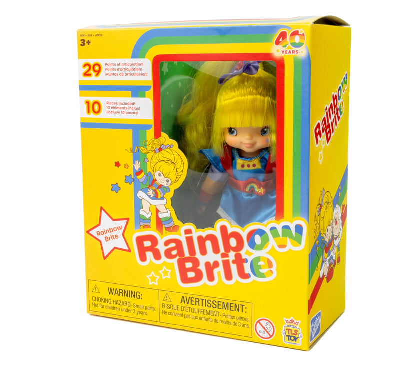 Rainbow Brite 5.5 inch fashion doll by Loyal Subjects in colorful packaging celebrating 40 years