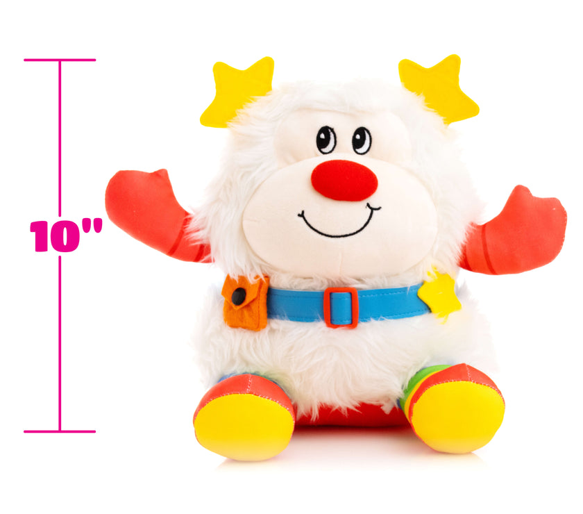 Rainbow Brite Twink 10-inch plush by The Loyal Subjects with white fur, red nose, and colorful feet.