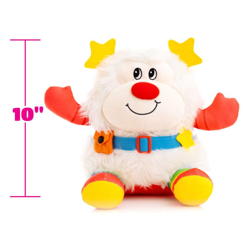 Rainbow Brite Twink 10-inch plush by The Loyal Subjects with white fur, red nose, and colorful feet.