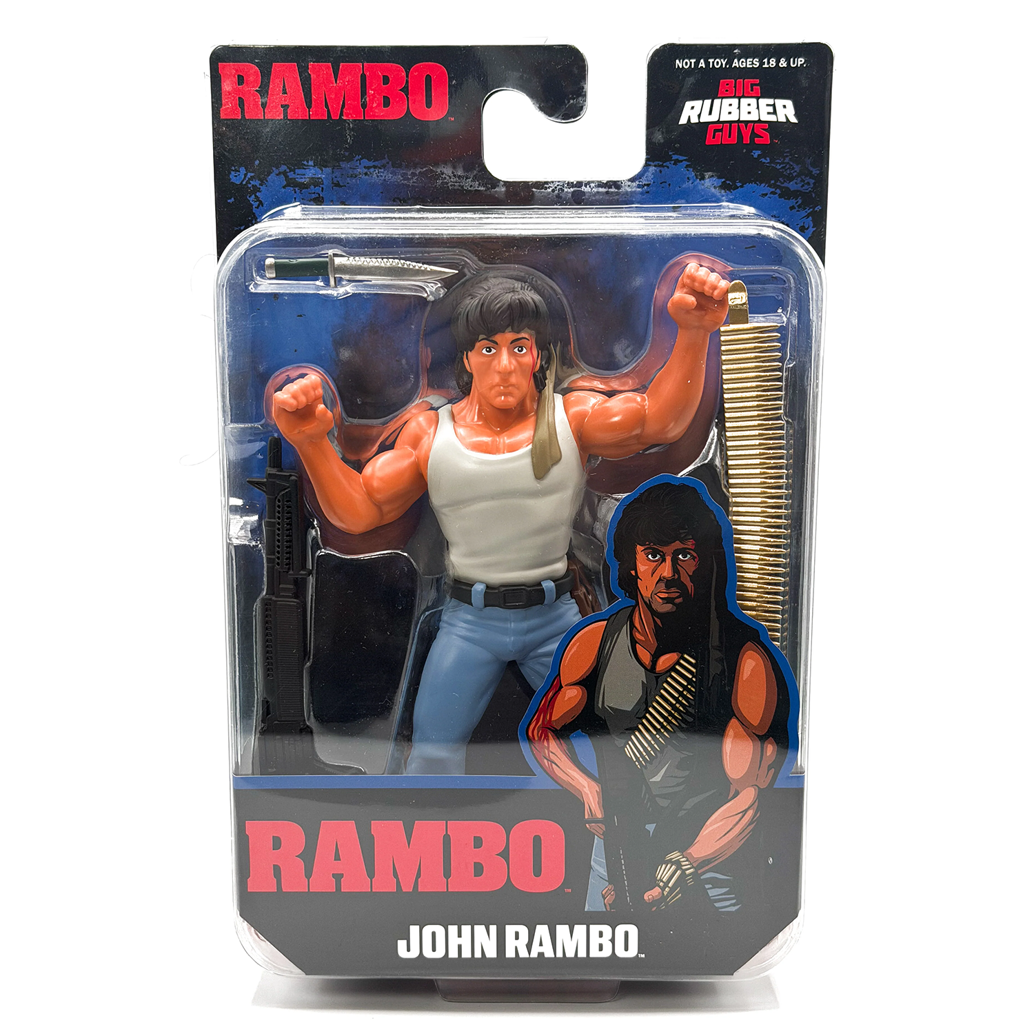 Rambo Major Big Rubber Guys 1:9 Scale 8-Inch Posed Action Figure by Major in collectible packaging with accessories