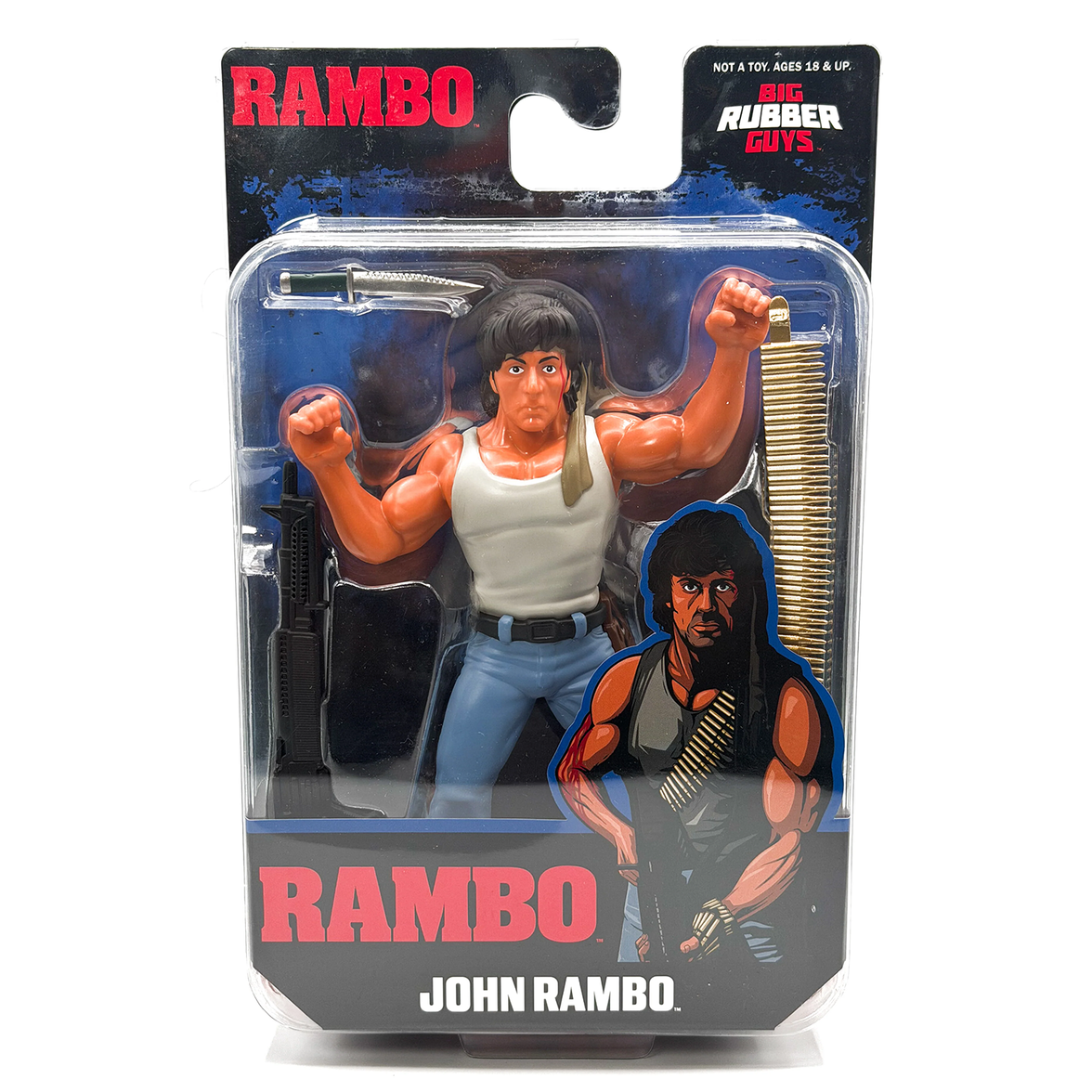 Rambo Major Big Rubber Guys 1:9 Scale 8-Inch Posed Action Figure by Major in collectible packaging with accessories