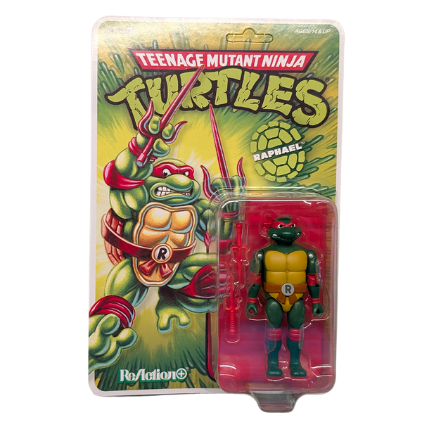 Raphael Teenage Mutant Ninja Turtles ReAction+ Action Figure by Super7 with Pair of Sais 3.75-Inch