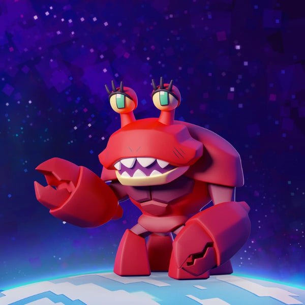 Crab Girl (Rare) - 4" Animiniz Action Figure (Gameoverse) by Glitch Studios, red crab character with claws and eyestalks