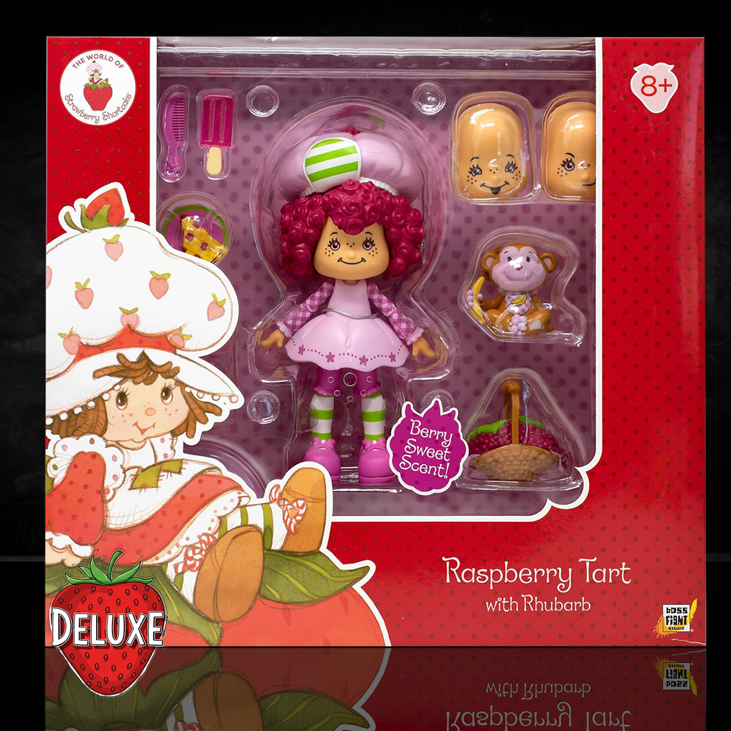 Boss Fight Studio Llc Raspberry Tart Strawberry Shortcake deluxe action figure with rhubarb and accessories in packaging