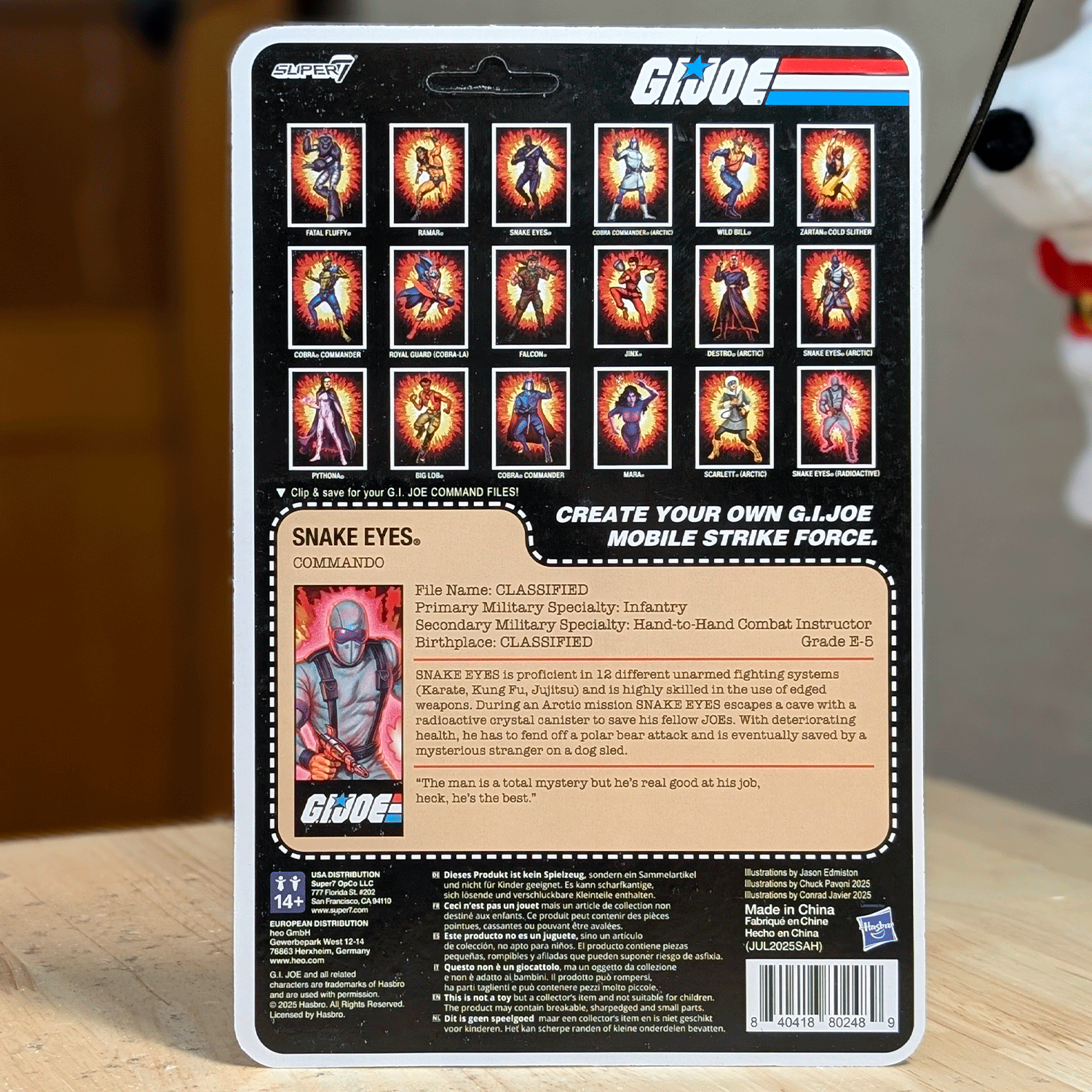 Snake Eyes Red Glow GI Joe Action Figure ReAction+ 1/18 O-Ring Design Unpunched