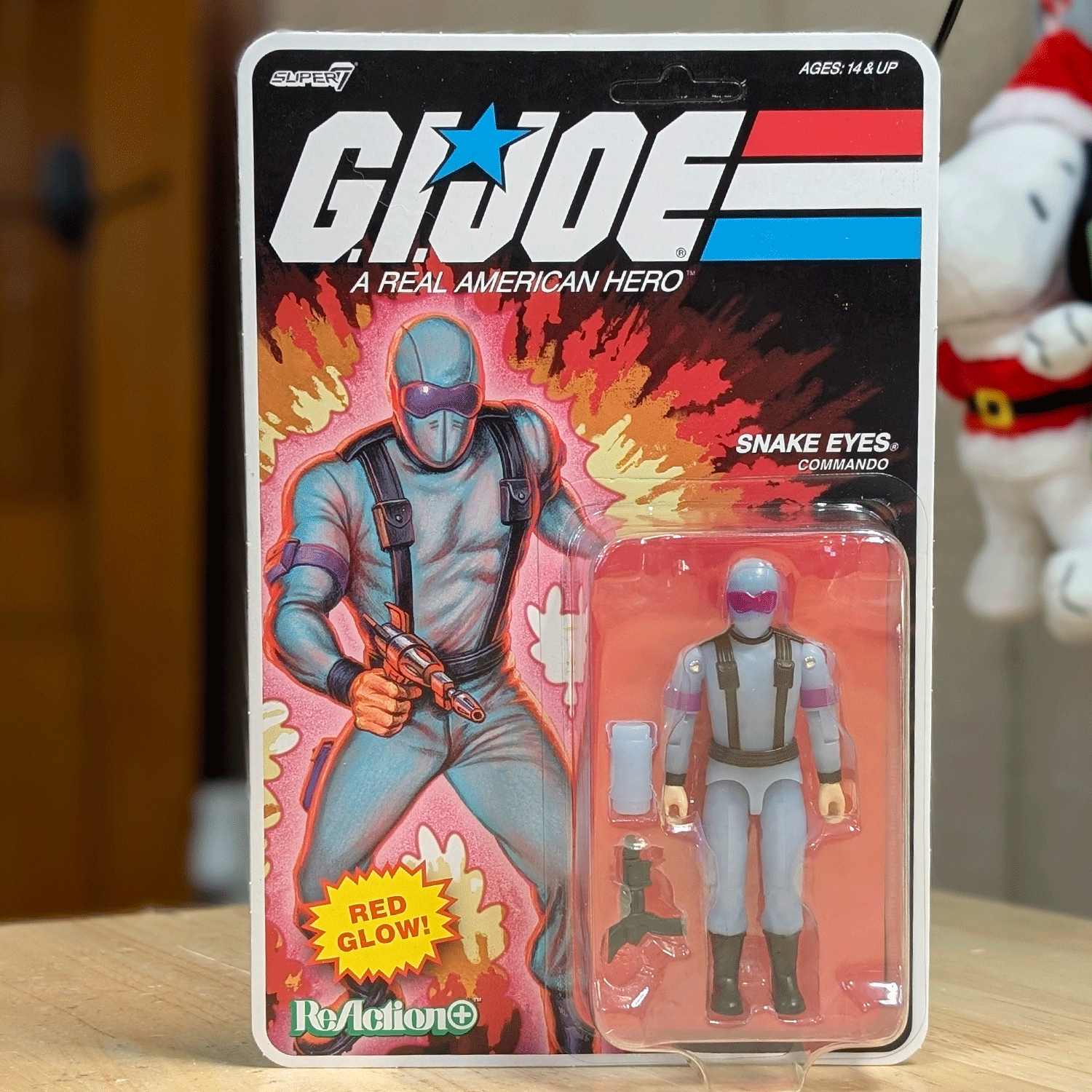 Snake Eyes Red Glow GI Joe Action Figure ReAction+ 1/18 O-Ring Design Unpunched