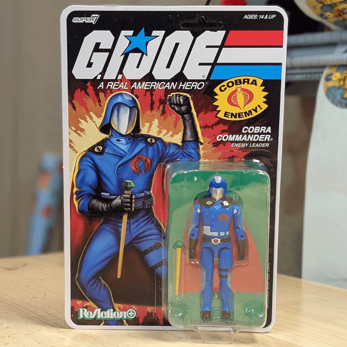 Cobra Commander Black Cape GI Joe Action Figure ReAction+ 1/18 O-Ring Design Unpunched