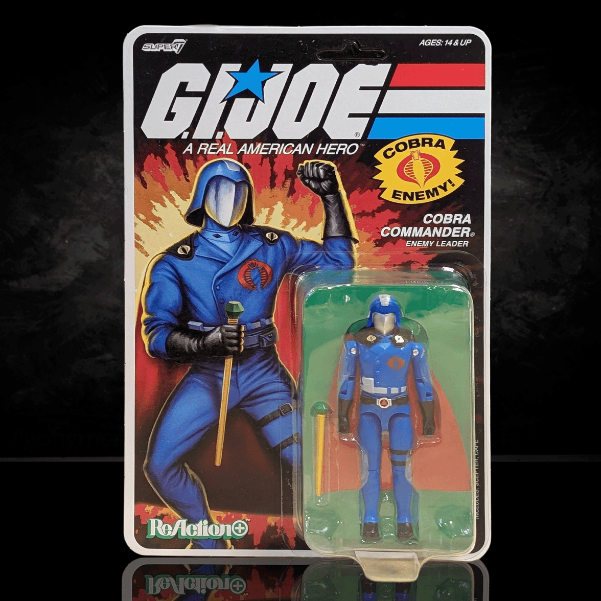 Cobra Commander Black Cape GI Joe Action Figure ReAction+ 1/18 O-Ring Design Unpunched
