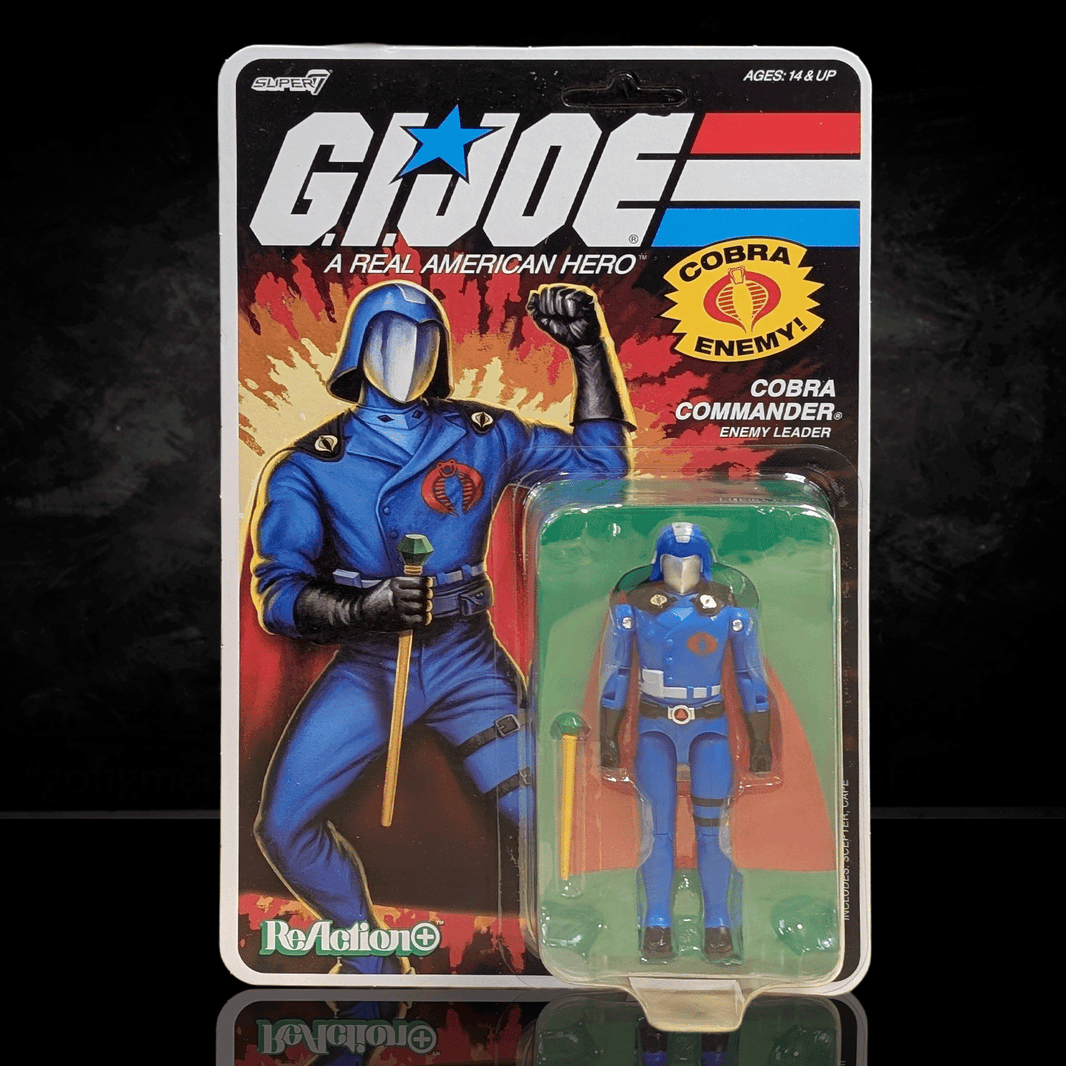 Cobra Commander Black Cape GI Joe Action Figure ReAction+ 1/18 O-Ring Design Unpunched