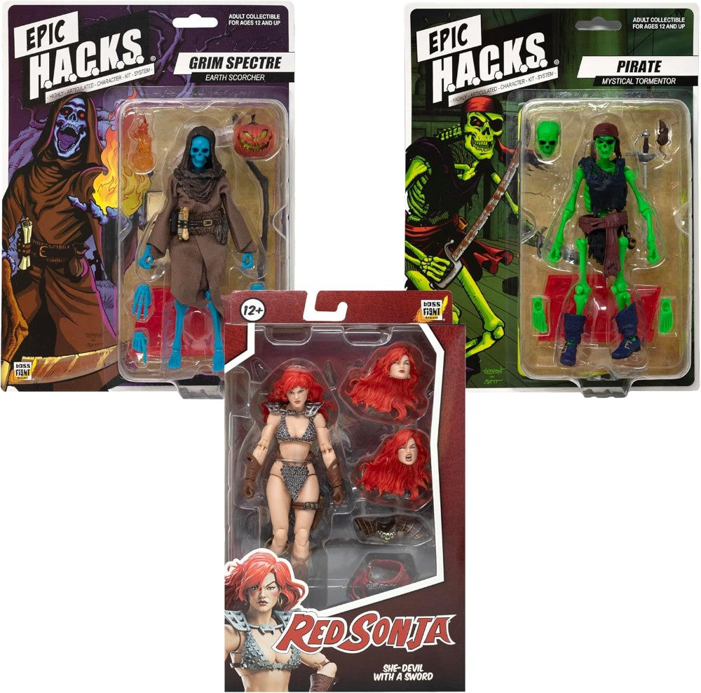 Red Sonja Deluxe Action Figure Set Boss Fight Studio Epic HACKS 1 to 12 Scale Collectible Figures Sold as Set