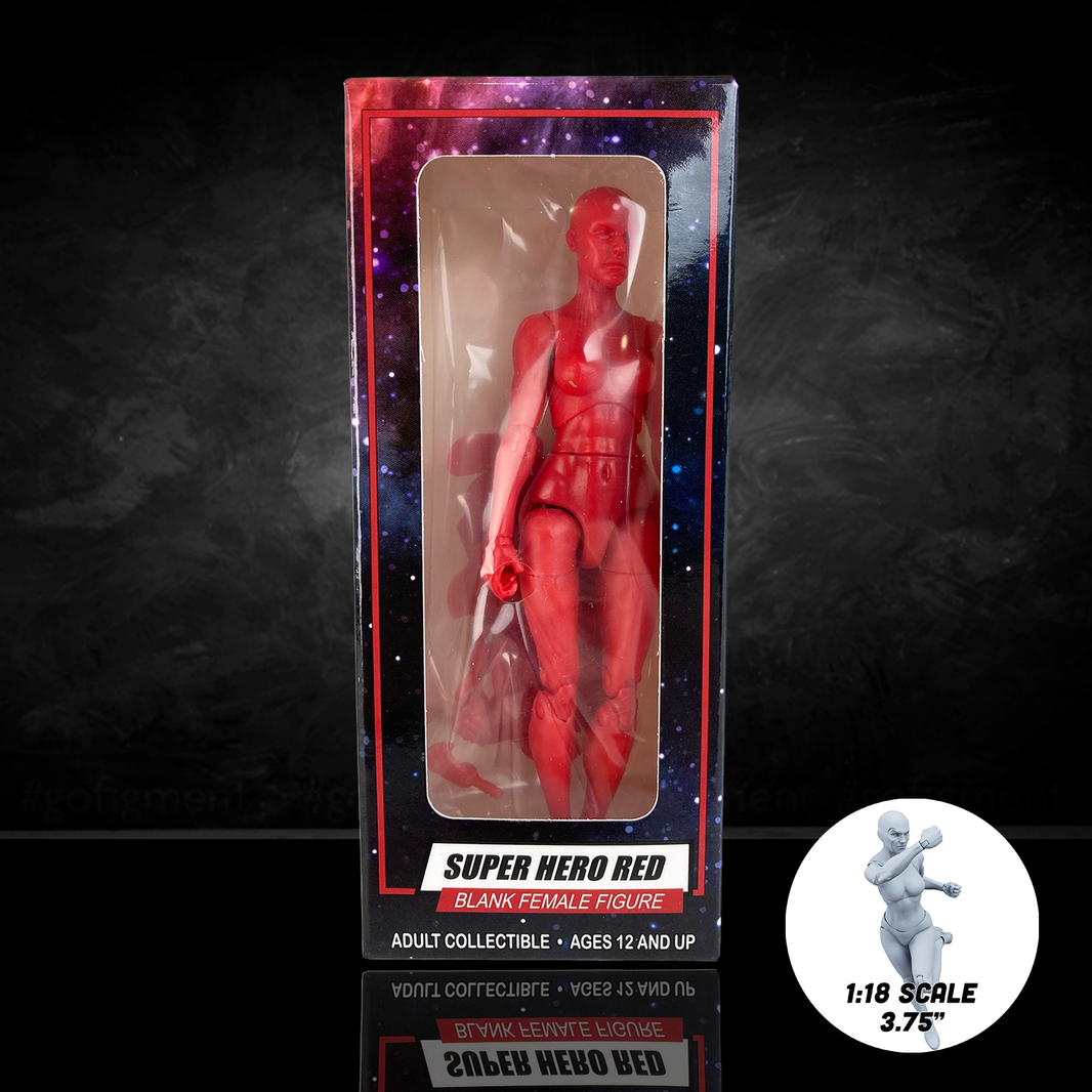 Vitruvian H.A.C.K.S. Superhero Red Blanks Female Action Figure – 1/18 Scale Collectible
