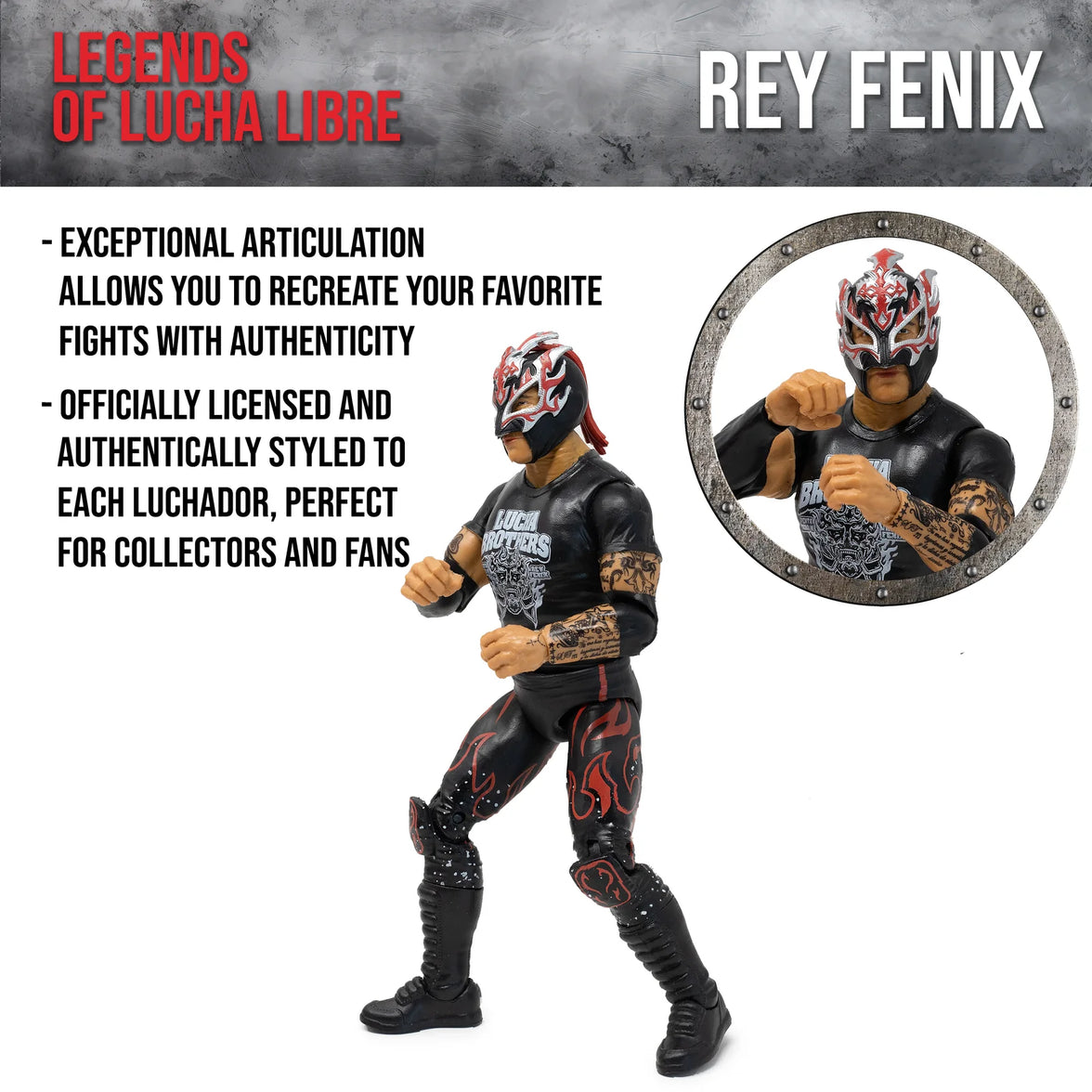 Rey Fenix Legends of Lucha Libre Fanaticos 6" Action Figure – "Animo" Edition (1:12 Scale)