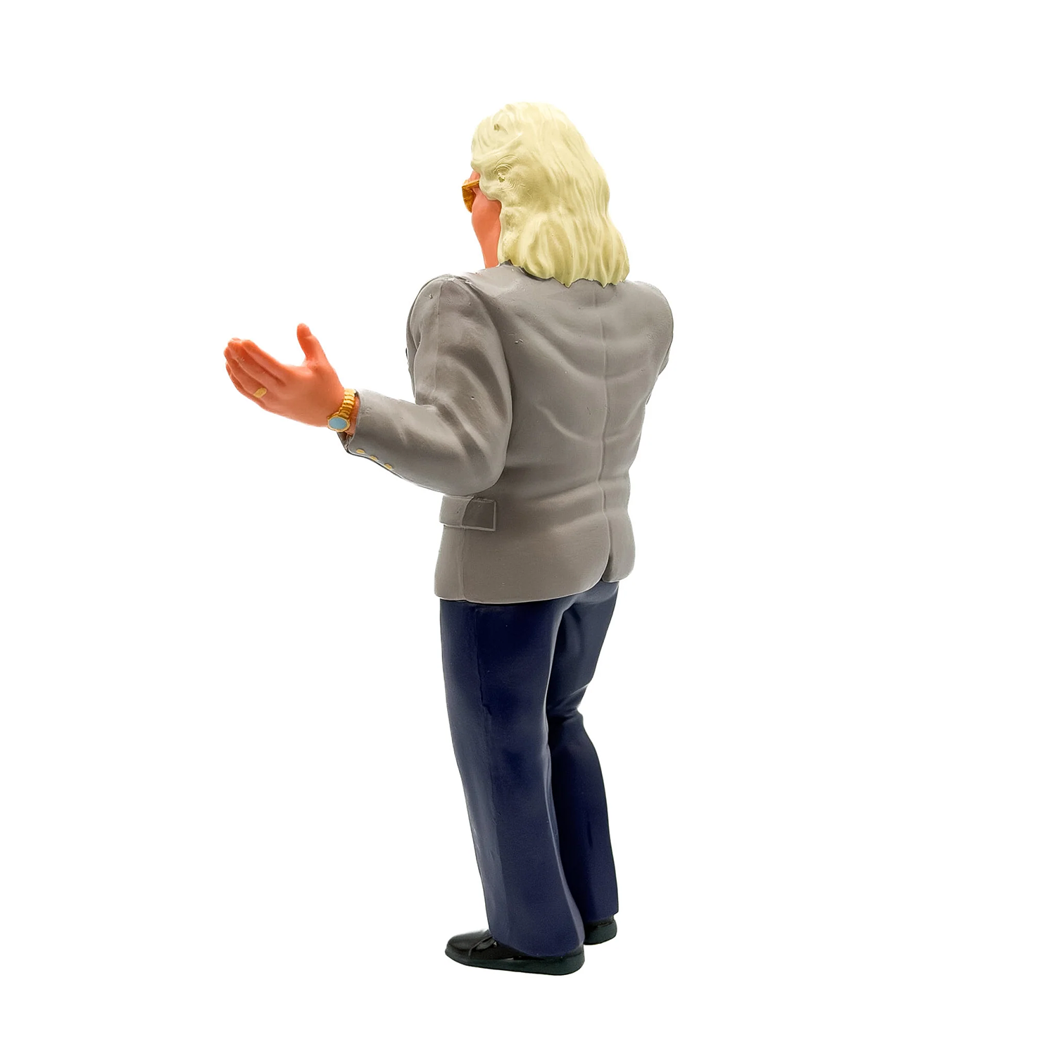 Ric Flair Suited Major Big Rubber Guys 1:9 Scale 8-Inch Posed Wrestling Figure by Major showing back view in gray suit and navy pants