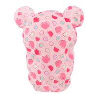 San-X Korilakkuma plush sleeping bag with pink hearts and bear ears zipper design 14.5 inches tall