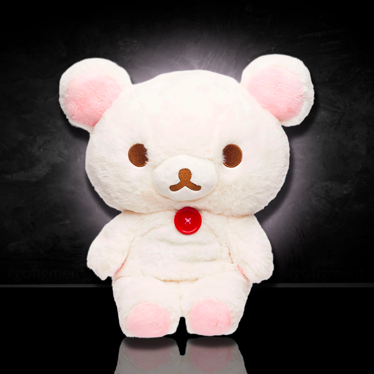 San-X Korilakkuma Original 13.5 inch medium plush with iconic red button from Sherbet Series pink tag
