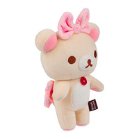 Korilakkuma mochi plush mascot bear with pink bows standing, soft and squishy, San-X official product