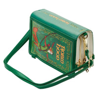 Disney Robin Hood Classic Book Convertible Crossbody Purse Loungefly green book style bag