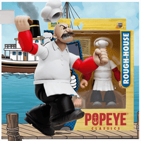 Boss Fight Studio Llc Rough-House Popeye Classics figure in white chef outfit holding knife and cup with packaging background