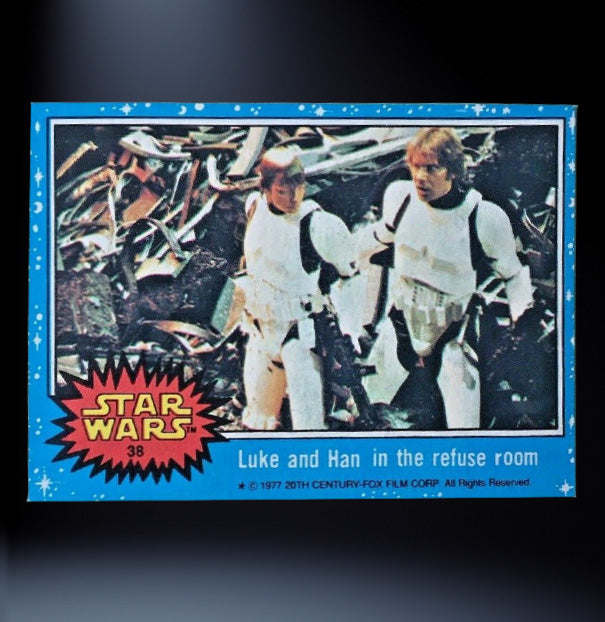 Image of #38 Luke and Han in the refuse room 1977 Topps Star Wars Trading Card