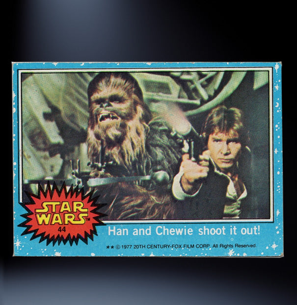 Image of #44 Han and Chewie shoot it out 1977 Topps Star Wars Trading Card