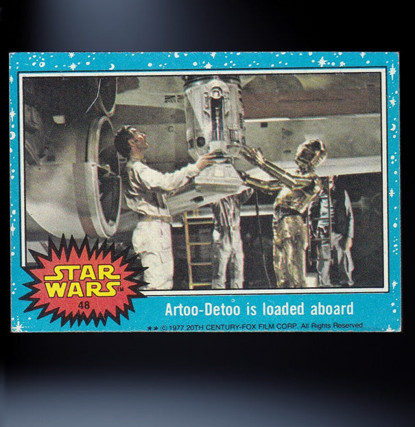 Image of #48 R2-D2 is loaded aboard 1977 Topps Star Wars Trading Card