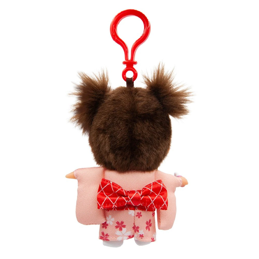 Monchhichi Sakura Kimono Girl Plush Keychain Official Sekiguchi 5.5"