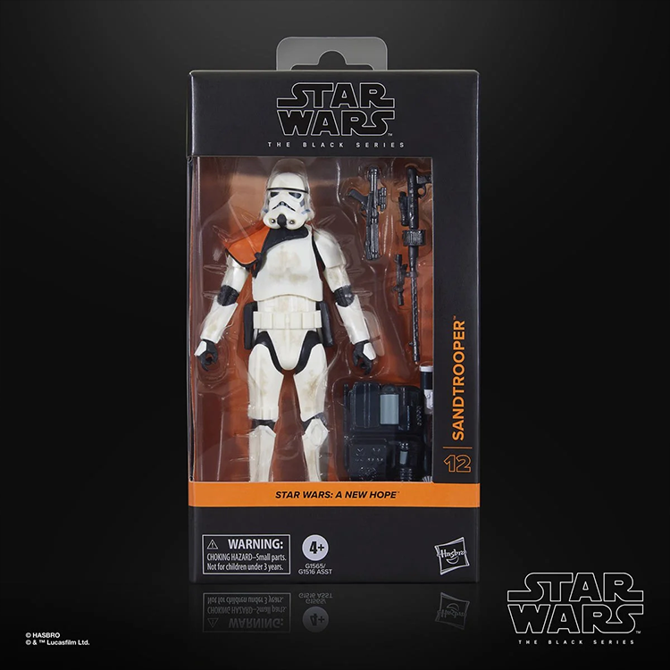 Hasbro Star Wars Black Series 6-inch Sandtrooper action figure with weapons in window box packaging