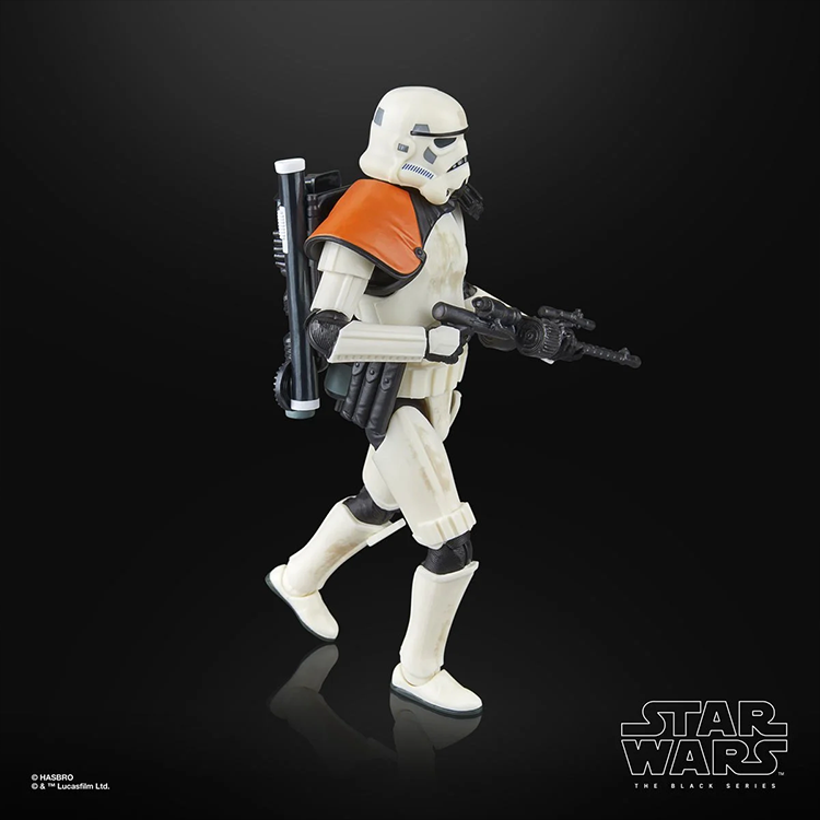 Hasbro Star Wars Black Series 6-inch Sandtrooper action figure with detailed armor and accessories on black background