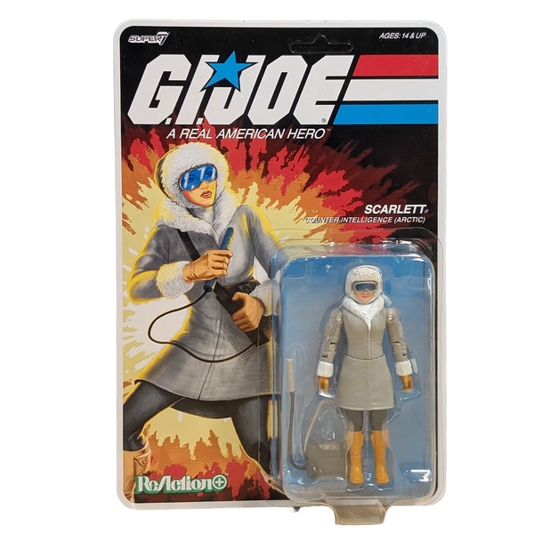 Scarlett Arctic Counter Intelligence GI Joe Action Figure ReAction+ 1/18 O-Ring Design Unpunched by Super7