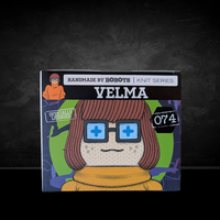 Handmade by Robots Velma vinyl figure box from the Scooby-Doo Knit Series collectible set, official licensed design