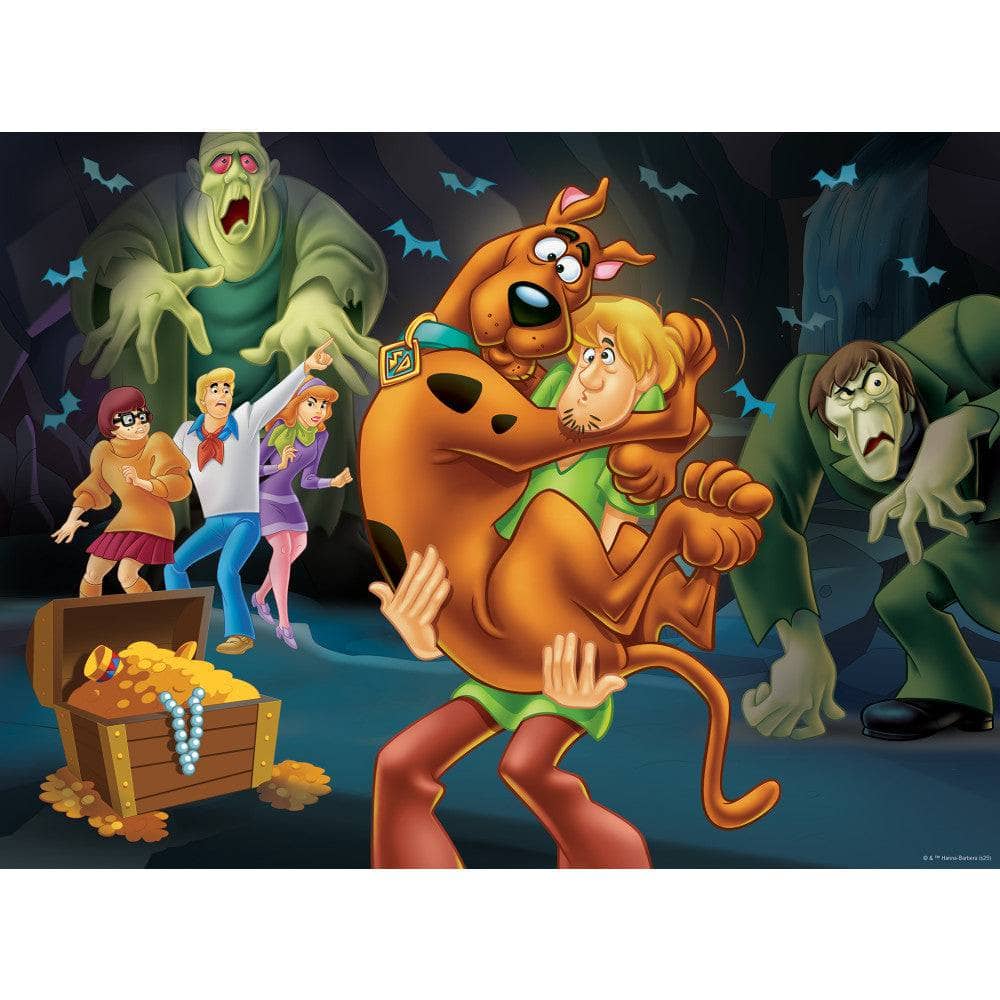 Scooby Doo Zoinks Glow In The Dark 100 Piece Jigsaw Puzzle by Master Pieces with mystery and treasure scene