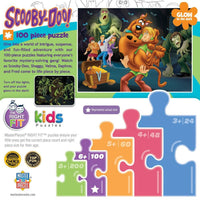 Scooby Doo 100 piece glow in the dark jigsaw puzzle by Master Pieces featuring mystery gang and treasure chest