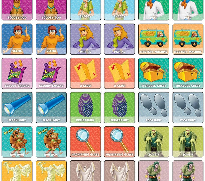 Scooby-Doo Memory-Matching game by Master Pieces featuring 36 colorful cards with characters and items from Mystery Inc.