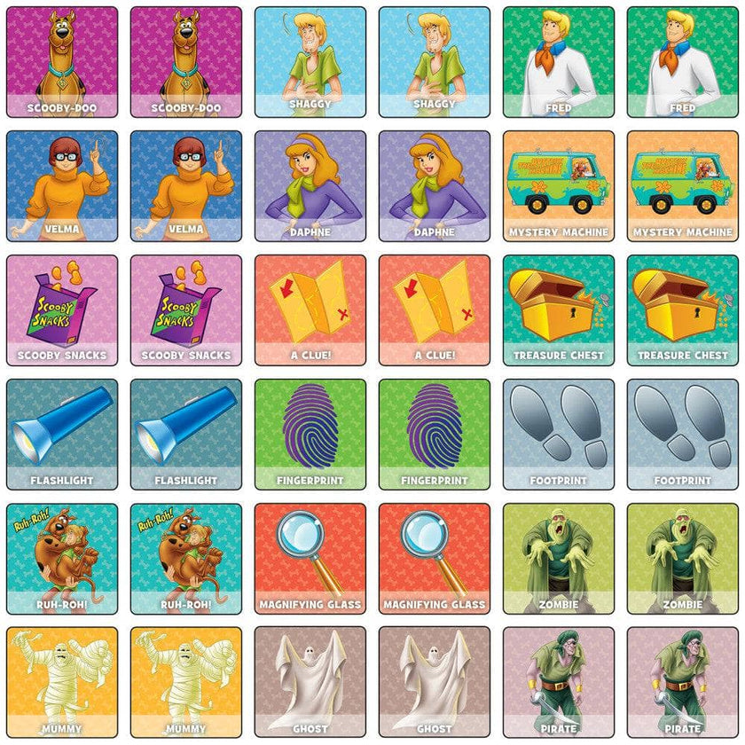 Scooby-Doo Memory-Matching game by Master Pieces featuring 36 colorful cards with characters and items from Mystery Inc.
