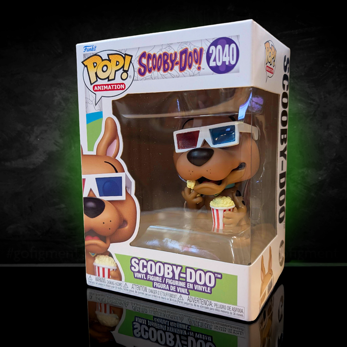 Funko Pop! Scooby-Doo vinyl figure #2040 with 3D glasses and popcorn in packaging