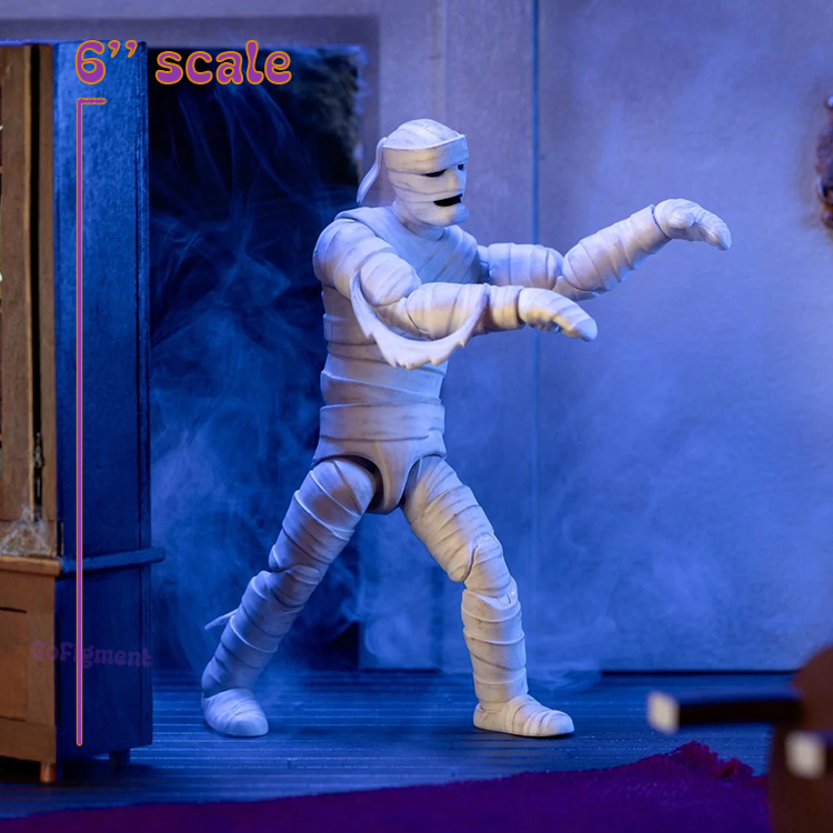 Scooby-Doo Mummy of Ankha 6-inch articulated action figure by Jada Toys in lurching pose with blue background smoke.