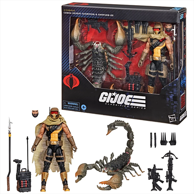 Hasbro G.I. Joe Cobra Desert Scorpion and SKRP10N-25 6-inch action figures with weapons and accessories in packaging