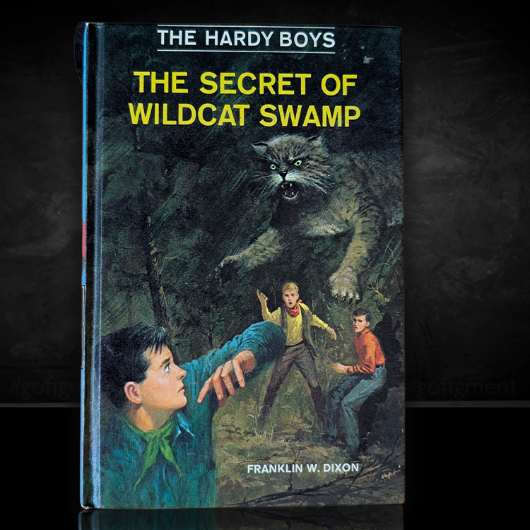Vintage Hardy Boys book The Secret of Wildcat Swamp by Franklin W. Dixon with dramatic swamp cover art