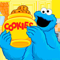 Master Pieces Sesame Street Cookie Monster holding large yellow cookie jar jigsaw puzzle image 10 by 10 inches