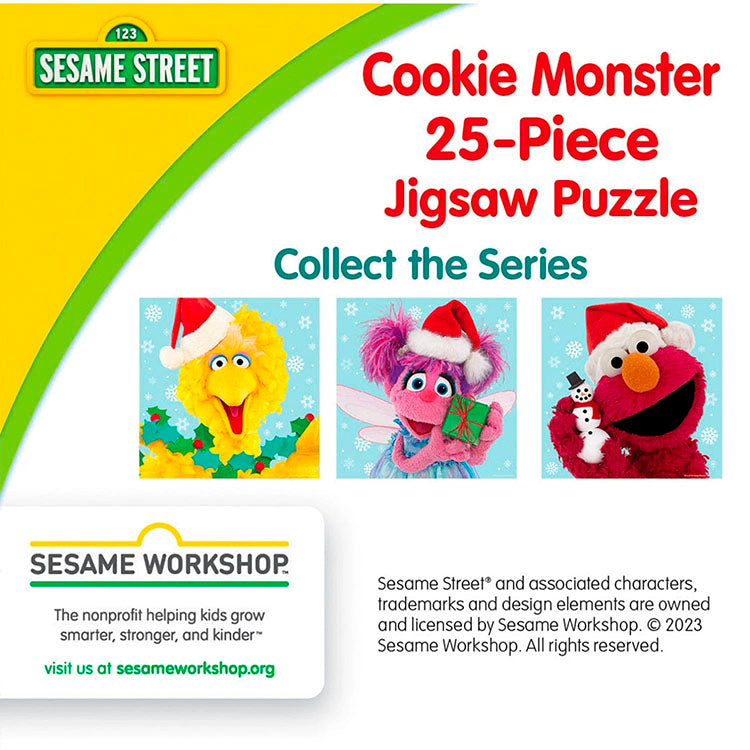 Sesame Street Cookie Monster 25-piece holiday jigsaw puzzle by Master Pieces for young children’s festive fun