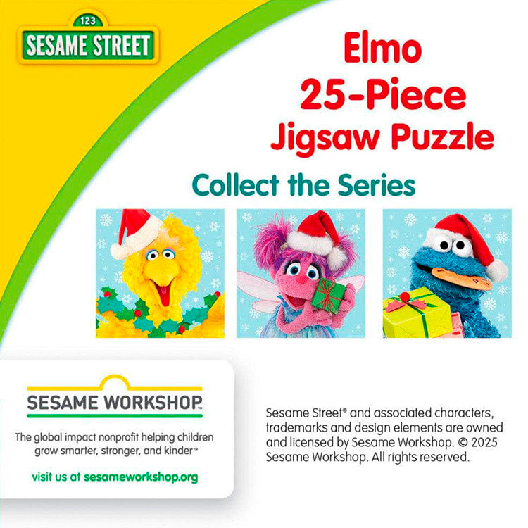 Master Pieces Sesame Street Elmo 25-piece Christmas jigsaw puzzle with festive holiday characters and colorful design
