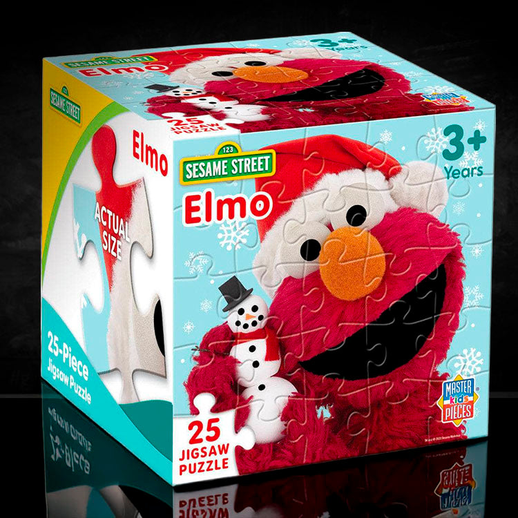 Master Pieces Sesame Street Elmo Christmas 25-piece jigsaw puzzle for kids ages 3 and up with festive holiday design