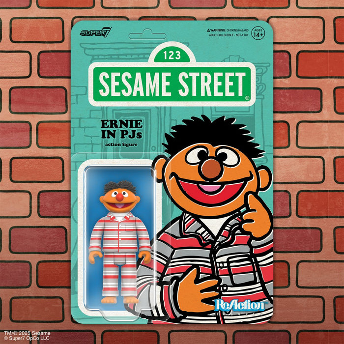 image of Ernie in PJs - Sesame Street Action Figure - Super7 Wave 6 3.75 inch