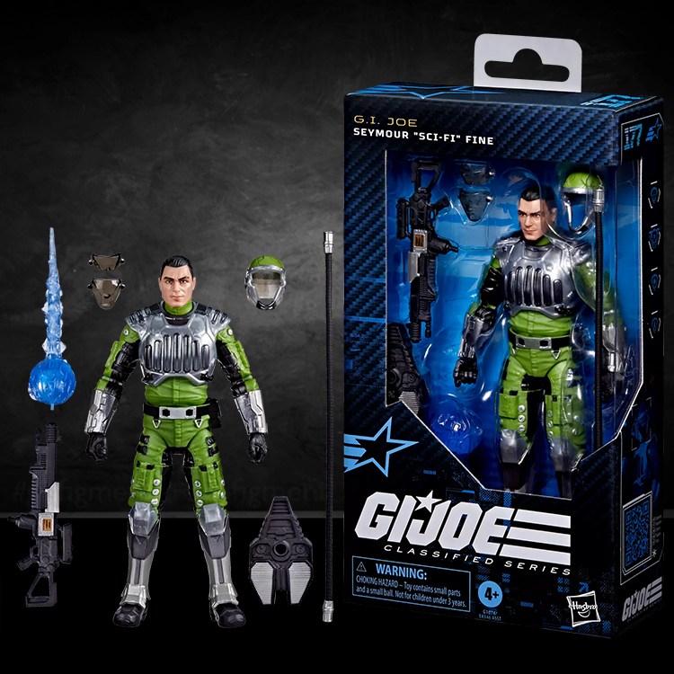 Hasbro G.I. Joe Seymour Sci-Fi Fine action figure with accessories and detailed packaging in Classified Series box