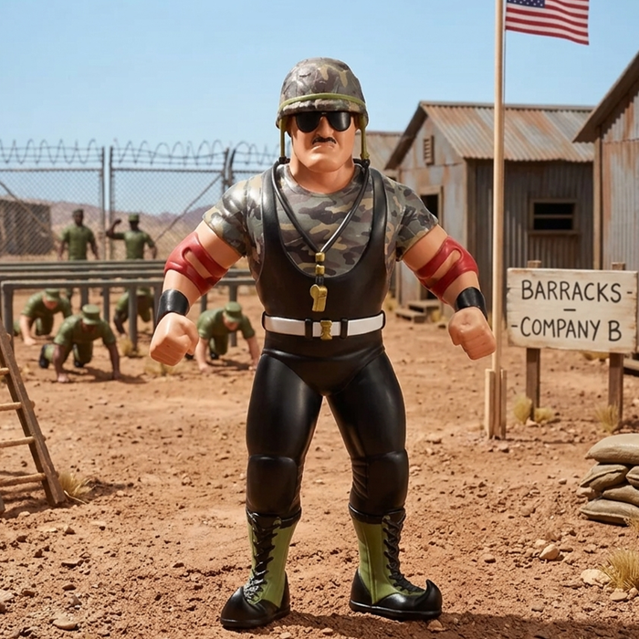 Sgt. Slaughter with Helmet Major Big Rubber Guys 1:9 Scale 8-Inch Posed Wrestling Figure in camo outfit by Major new collectible