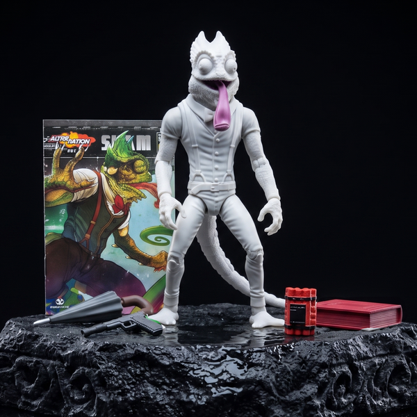 Sham WHITE 1:12 Scale 5" Human Chameleon Hybrid Action Figure by Altered Nation