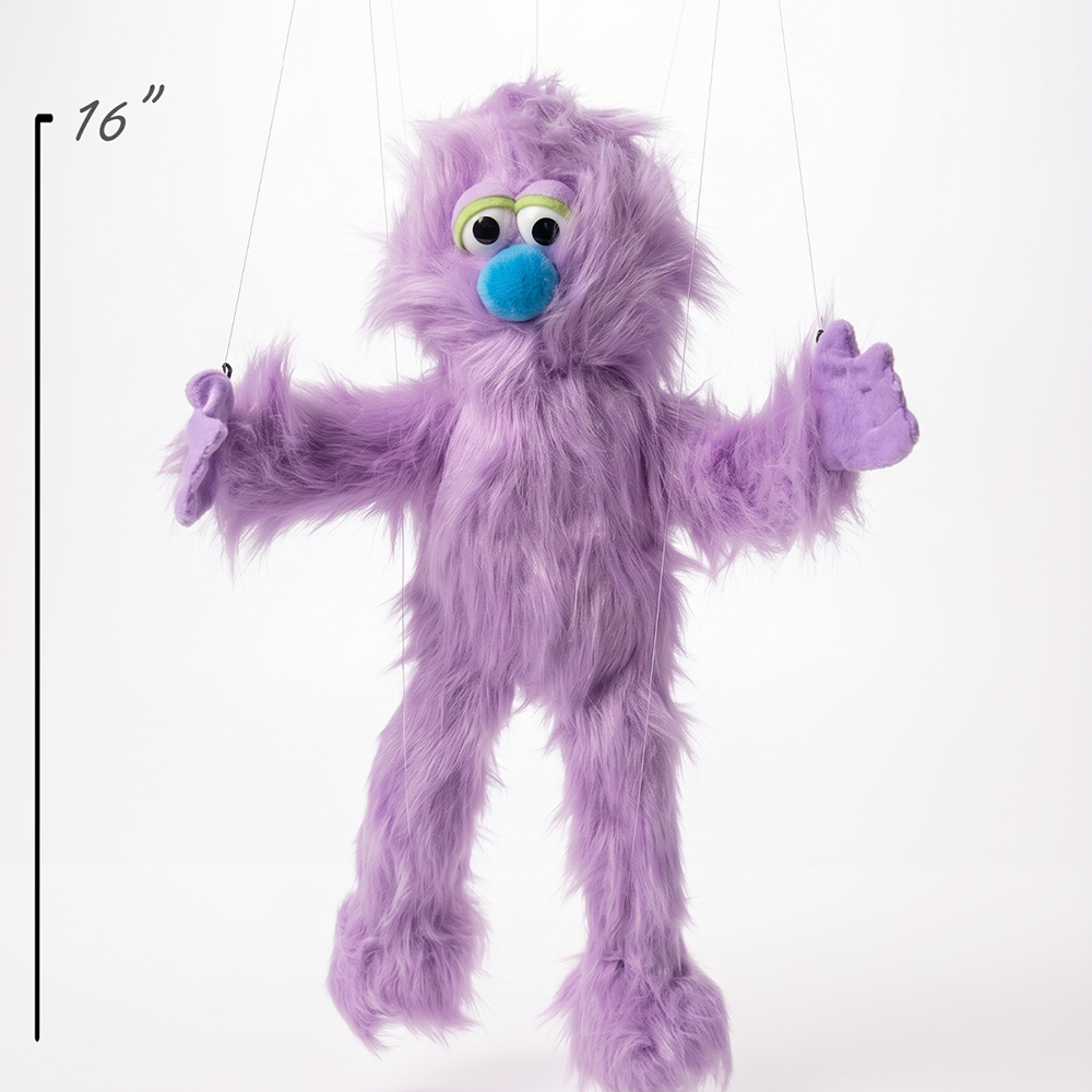 Silly Puppets Gumboil Purple Monster Marionette - 18inch Furry Puppet with Movable Arms and Legs