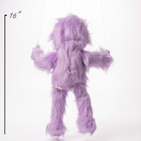 Silly Puppets Gumboil Purple Monster Marionette - 18inch Furry Puppet with Movable Arms and Legs shown from behind