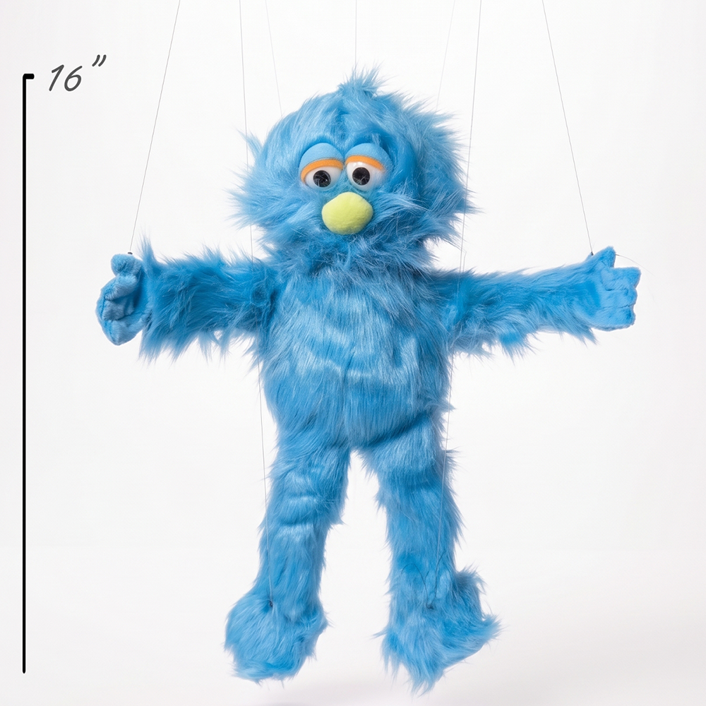 Silly Puppets "Mook" Blue Monster Marionette - 18inch Furry Puppet with Movable Arms and Legs